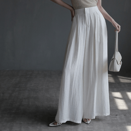 summer high waist drape wide pants/2color　MA2037