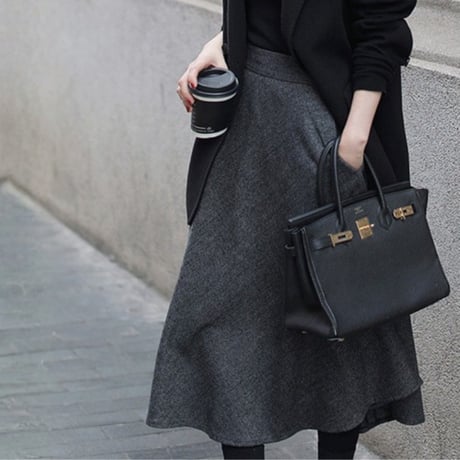 herringbone flare midi skirt　MA1815