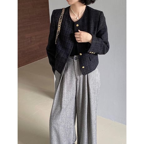 collarless tweed jacket　MA1148