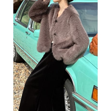 fluffy collarless jacket　MA1292