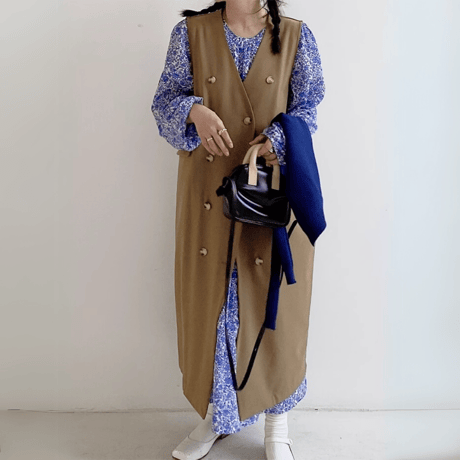 blue floral long dress　MA1460