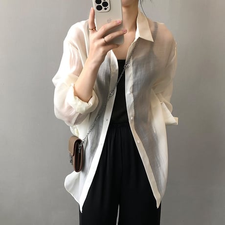 ribbon sheer shirt /5color　MA1191