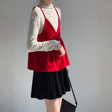 velvet peplum layered cami top　MA1873