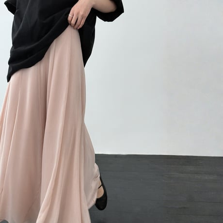 chiffon textured long midi skirt　MA1862
