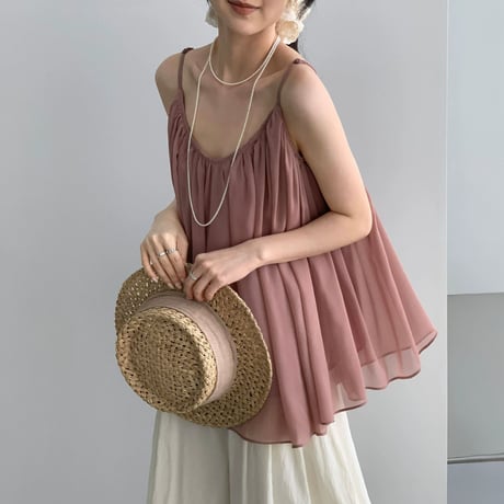 sheer gather camisole tops　MA1968
