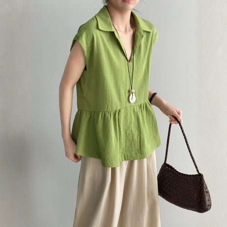 skipper peplum sleeveless blouse　MA1969