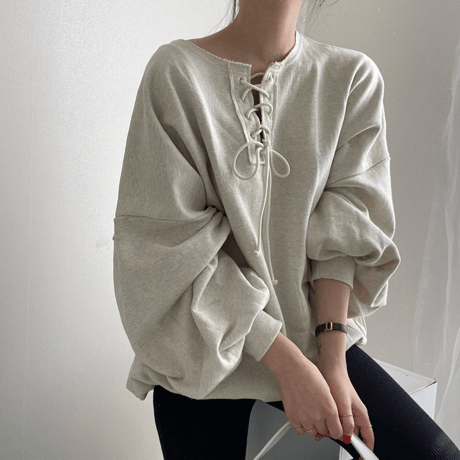 lace-up loose pullover　MA1697