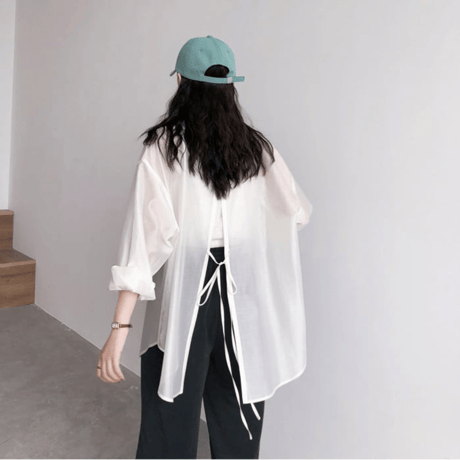 sheer back open blouse　MA1564