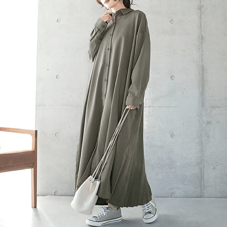 backpleats long shirt dress　MA1641