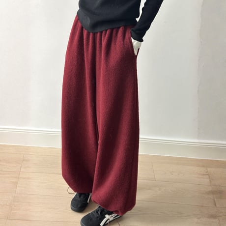 fake lamb wool drawstring wide pants　MA1730