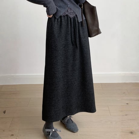 soft fleece a-line slit skirt　MA1729