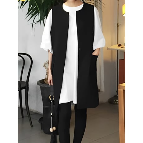 side button long gilet　MA1353