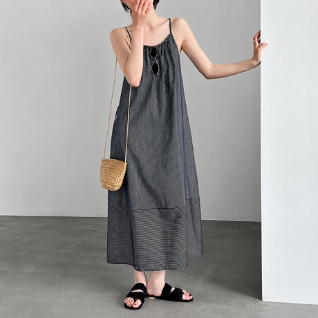 stripe camisole long dress/2color　MA1984