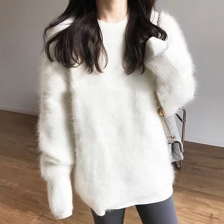 shaggy over knit pullover　MA1337