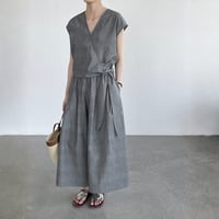 stripe cachecoeur sleeveless tops wide pants setup　MA1962