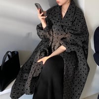 dot gray long coat　MA1332