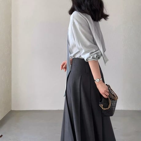 ribbon drape v-neck blouse　MA1771