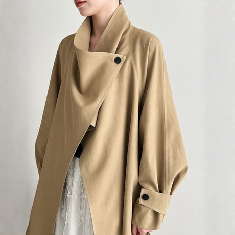 retro drape lapel oversized trench coat　MA1883
