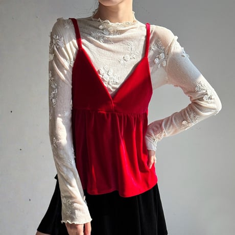 velvet peplum layered cami top　MA1873