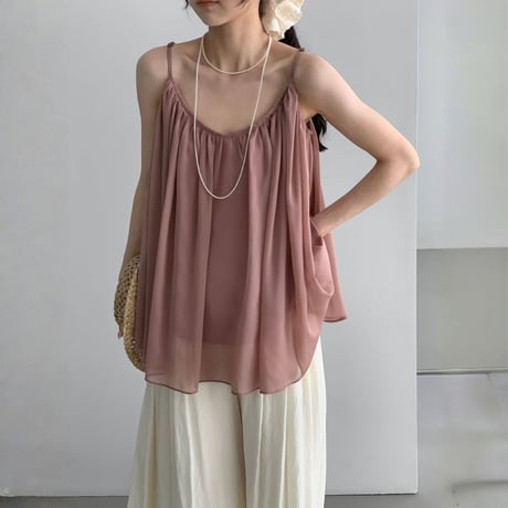 sheer gather camisole tops　MA1968