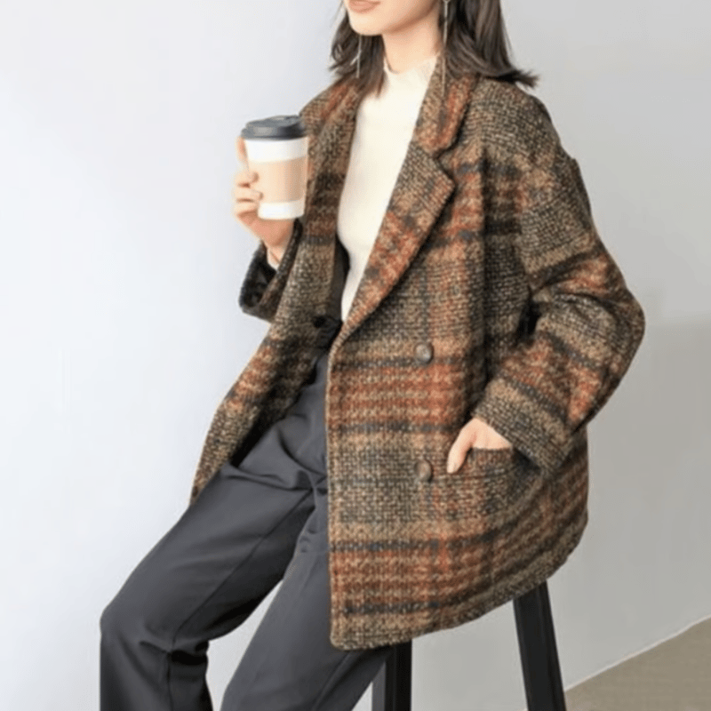 retro tweed check chester coat MA1637 | MaiA