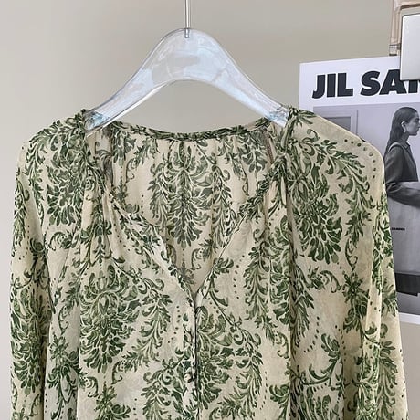 green damask blouse　MA1200