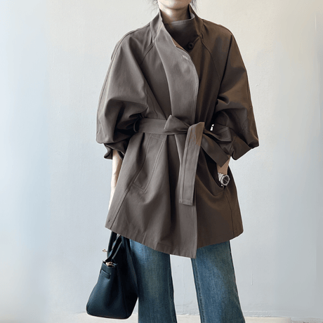 stand collar mid-length trench coat　MA1616