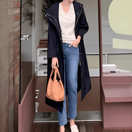 front zip casual long coat　MA1357