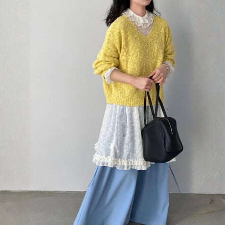 textured v-neck knit pullover　MA1768