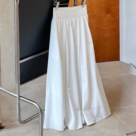 smooth texture flare midi skirt　MA1864