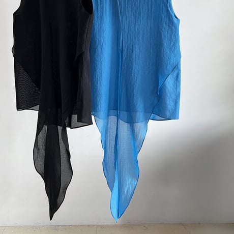 sheer waist ribbon sleeveless blouse　MA1983