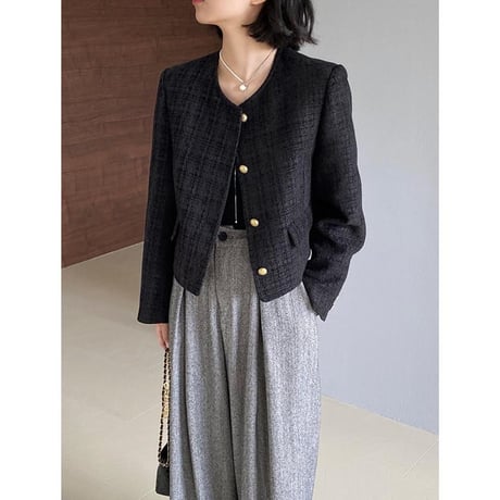 collarless tweed jacket　MA1148