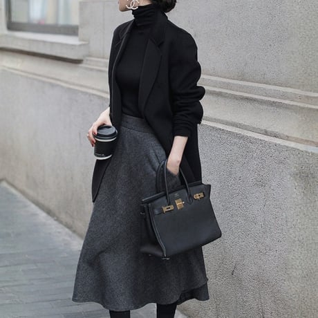 herringbone flare midi skirt　MA1815