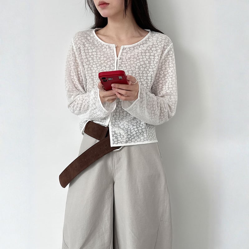 petit flower jacquard line blouse MA1913 | MaiA