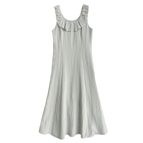 ruffle collar sleeveless a-line long one piece/2color　MA1986