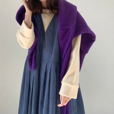 blue corduroy sleeveless one-piece　MA1125
