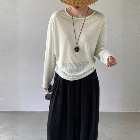 back button sheer long sleeve tops　MA1977