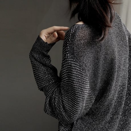shiny round neck soft knit　MA1921