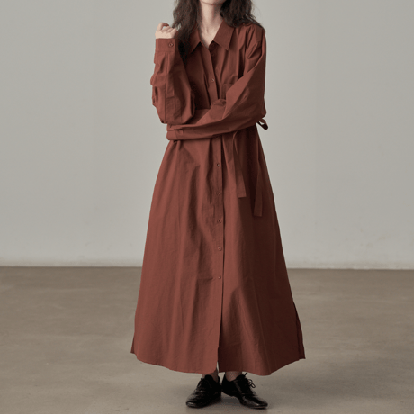 loose shirt dress with waist belt　MA1392