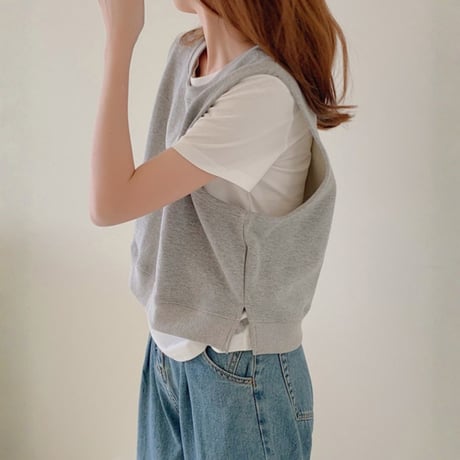 wide arm layered cotton tops /2color　MA1848