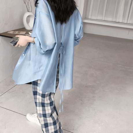 sheer back open blouse　MA1564