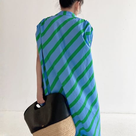 vivid stripe sleeveless shirt onepiece　MA1843
