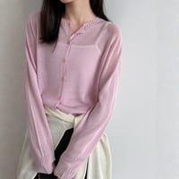 sheer round neck knit cardigan　MA1872