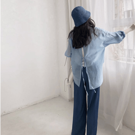 sheer back open blouse　MA1564