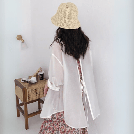 sheer back open blouse　MA1564