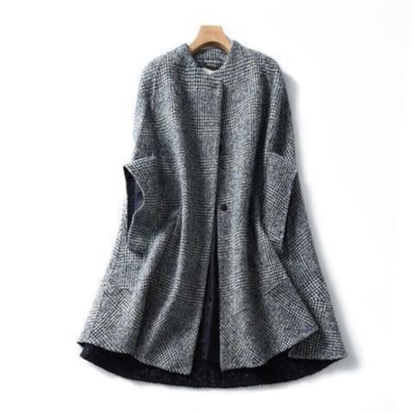 glen check sleeve slit cape coat　MA1757