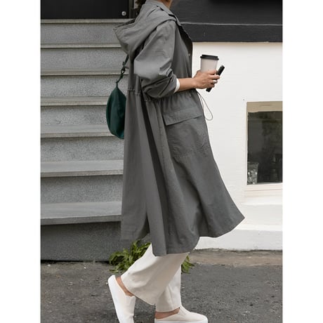 long hoodie coat with drost design　MA1356
