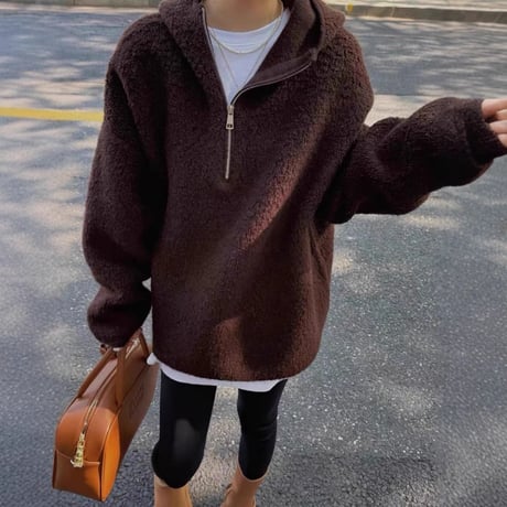 soft boa half zip hoodie　MA1750