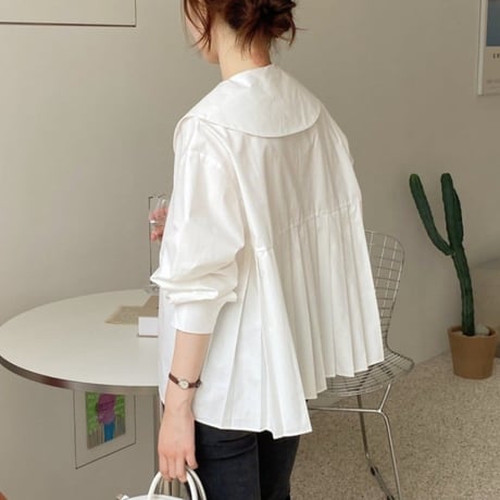 large collar back pleated shirt　MA1166