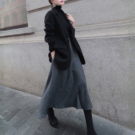 herringbone flare midi skirt　MA1815